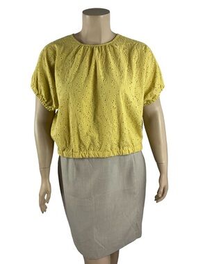 Madewell Eyelet Michele Bubble Top Yellow Size XXL